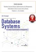 TEST BANK For Coronel & Morris', Database Systems: Design, Implementation, & Management 14th Edition, Verified Chapters 1 - 16, Complete Newest Version