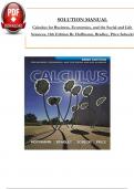 Solution Manual for Calculus for Business, Economics, and the Social and Life Sciences, Brief Version, 11th Edition By Hoffmann, Bradley, Price Sobecki, Verified Chapters 1 - 7, Complete Newest Version