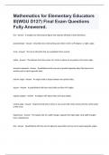 Mathematics for Elementary Educators III(WGU D127) Final Exam Questions Fully Answered.