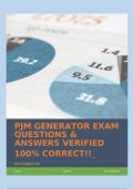 PJM GENERATOR EXAM QUESTIONS & ANSWERS VERIFIED 100% CORRECT!!