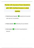 Florida Life Insurance Exam Questions with 100% Verified Answers (Latest Update)