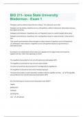 BIO 211- Iowa State University Biederman - Exam 1 Questions And Answers Rated A+