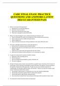 CADC FINAL EXAM PRACTICE QUESTIONS AND ANSWERS LATEST 2024 GUARANTEED PASS