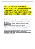 2024 ATI PN FUNDAMENTAL  ACTUAL EXAM // ATI fundamentals  Proctored EXAM STUDY GUIDE  WITH PRACTICE QUESTIONS AND  VERIFIED ANSWERS LATEST 2024