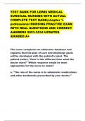 TEST BANK FOR LEWIS MEDICAL  SURGICAL NURSING WITH ACTUAL  COMPLETE TEST BANK;chapter 1- professional NURSING PRACTISE EXAM  WITH REAL QUESTIONS AND CORRECT  ANSWERS 2023-3034 UPDATES  |GRADED A+