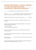 Humber Real Estate : Course 2, Module 7, Understanding Residential Construction  Mechanical Systems  Questions and Answers with complete solution