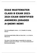 EXAS WASTEWATER CLASS B EXAM 2023-2024 EXAM IDENTIFIED ANSWERS {GRADED A+]NEW!! NEW!!