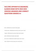 FAE (FIRE APPARATUS ENGINEER)  ILLINOIS EXAM WITH 2024-2025  VERIFIED ANSWERS AND CORRECT  QUESTIONS GRADED A+