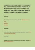 NR 568 FINAL EXAM ADVANCED PHARMACOLOGY FOR THE ADULT-GERONTOLOGY PRIMARY CARE NURSE PRACTITIONER ACTUAL /NEWEST 2024 WITH WELL SORTED QUESTIONS AND ANSWERS /GRADED A+/BEST FOR THAT GOOD GRADE     