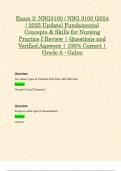 Exam 2: NSG3100 / NSG 3100 (2024 / 2025 Update) Fundamental Concepts & Skills for Nursing Practice I Review | Questions and Verified Answers | 100% Correct | Grade A - Galen