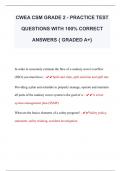 CWEA CSM GRADE 2 - PRACTICE TEST  QUESTIONS WITH 100% CORRECT  ANSWERS { GRADED A+} 