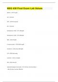 NSG 430 Final Exam Lab Values With Questions and Answers.