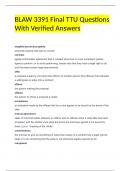 BLAW 3391 Final TTU Questions With Verified Answers