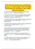 PSY 510 Contemporary and Ethical Issues in Psychology Final Fall 2024 Exam Review Questions with 100% Correct Answers