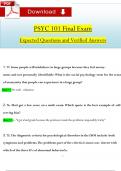 PSYC 101 Final Exam Questions and Revised Correct Answers. with 100% Guarantee Pass