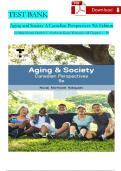 TEST BANK For Aging and Society: Canadian Perspectives 9th Edition by Novak, Northcott, Verified Chapters 1 - 20, Complete Newest Version