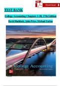 TEST BANK - Haddock & Price, College Accounting Chapters 1 - 30, 17th Edition, Verified Newest Version