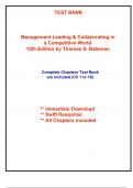 Test Bank for Management Leading & Collaborating in a Competitive World, 15th Edition Bateman (All Chapters included)