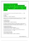 P.D1570 PHILIPPINE AERONAUTICAL ENGINEERING DECREE (READY TO PASS) EXAM WITH CORRECT ANSWERS 100% 2024.