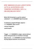 EPIC BRIDGES EXAM LATEST WITH ACTUAL QUESTIONS AND VERIFIED ANSWERS/ 100% A+ GRADE| BRAND NEW!! Which IDC threshold is used for patient validation? - ANSWER-High threshold