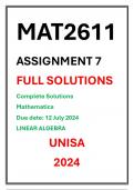 MAT2611 Assignment 7 Complete Solutions UNISA 2024 LINEAR ALGEBRA II Due date 12 July 2024 