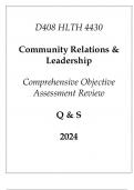 (WGU D408) HLTH 4430 Community Relations & Leadership Comprehensive OA Review Q & S 2024.