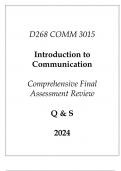 (WGU D268) COMM 3015 Intro to Communication Comprehensive FA Review Q & S 2024.