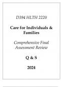 (WGU D394) HLTH 2220 Care for Individuals & Families Comprehensive FA Review Q & S 2024.