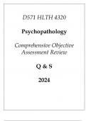 (WGU D571) HLTH 4320 Psychopathology Comprehensive OA Review Q & S 2024