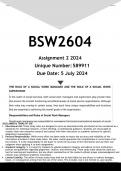 BSW2604 Assignment 2 (ANSWERS) 2024 - DISTINCTION GUARANTEED