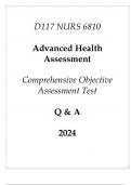 (WGU D117) NURS 6810 Advanced Health Assessment Comprehensive OA Test Q & A 2024.