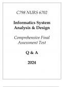 (WGU C798) NURS 6702 Informatics System Analysis & Design Comprehensive FA Test Q & A 2024