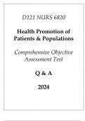 (WGU D121) NURS 6820 Health Promotion of Patients & Populations Comprehensive OA Test Q & A 2024