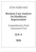 (WGU D156) NURS 6432 Business Case Analysis for Healthcare Improvement Comprehensive FA Test 