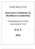 (WGU D509) MHA 5110 Innovative Solutions in Healthcare Leadership Comprehensive FA Test Q & A