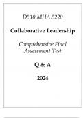 (WGU D510) MHA 5220 Collaborative Leadership Comprehensive FA Test Q & A 2024.