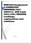 BSW2604 Assignment 2 (COMPLETE ANSWERS) 2024 (589911) - DUE 5 July 2024 Course Social Work Management, Administration, Supervisio (BSW2604) Institution University Of South Africa (Unisa) Book Social Work Supervision