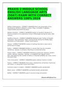 PRAXIS 2 MIDDLE SCHOOL ENGLISH LANGUAGE ARTS (5047) EXAM WITH CORRECT ANSWERS 100% 2024