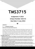 TMS3715 Assignment 4 (ANSWERS) 2024 - DISTINCTION GUARANTEED