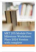 MKT 205 Module Five Milestone Worksheet: Place 2024 Version with complete 