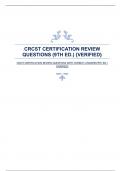 CRCST CERTIFICATION REVIEW QUESTIONS WITH CORRECT ANSWERS(9TH ED.) {VERIFIED}