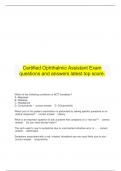   Certified Ophthalmic Assistant Exam questions and answers latest top score.