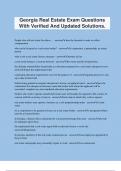 Georgia Real Estate Exam Questions With Verified And Updated Solutions.