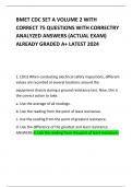 BMET CDC SET A VOLUME 2 WITH CORRECT 75 QUESTIONS WITH CORRECTRY ANALYZED ANSWERS (ACTUAL EXAM) ALREADY GRADED A+ LATEST 2024       