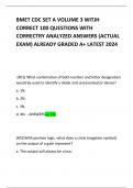 BMET CDC SET A VOLUME 3 WITJH CORRECT 100 QUESTIONS WITH CORRECTRY ANALYZED ANSWERS (ACTUAL EXAM) ALREADY GRADED A+ LATEST 2024       