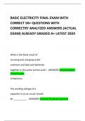 BASIC ELECTRICITY FINAL EXAM WITH CORRECT 50+ QUESTIONS WITH CORRECTRY ANALYZED ANSWERS (ACTUAL EXAM) ALREADY GRADED A+ LATEST 2024  