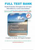 Test Bank for Health Promotion Throughout the Life Span 10th Edition by Carole Lium Edelman ISBN: 9780323761406, Chapter 1-25 | Complete Guide.