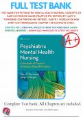 Test Bank For Psychiatric Mental Health Nursing: Concepts of Care in Evidence-Based Practice 9th Edition By Mary C. Townsend, Karyn I. Morgan ISBN: 9780803660540 Chapter 1-38 Complete Guide.