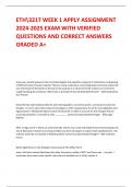 ETH321T WEEK 1 APPLY ASSIGNMENT  2024-2025 EXAM WITH VERIFIED  QUESTIONS AND CORRECT ANSWERS  GRADED A+