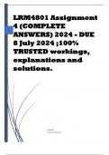 LRM4801 Assignment 4 (COMPLETE ANSWERS) 2024 - DUE 8 July 2024 Course Advanced Labour Relations Management (LRM4801) Institution University Of South Africa (Unisa) Book Managing Employment Relations